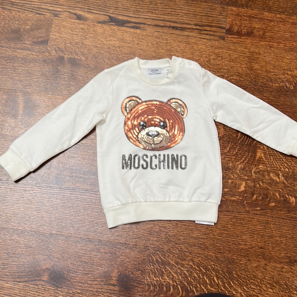 Moschino Cream Sweatshirt with Sequin Bear